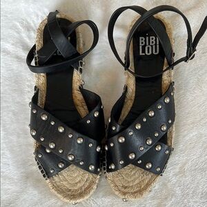 Black Studded Espadrille Sandals
